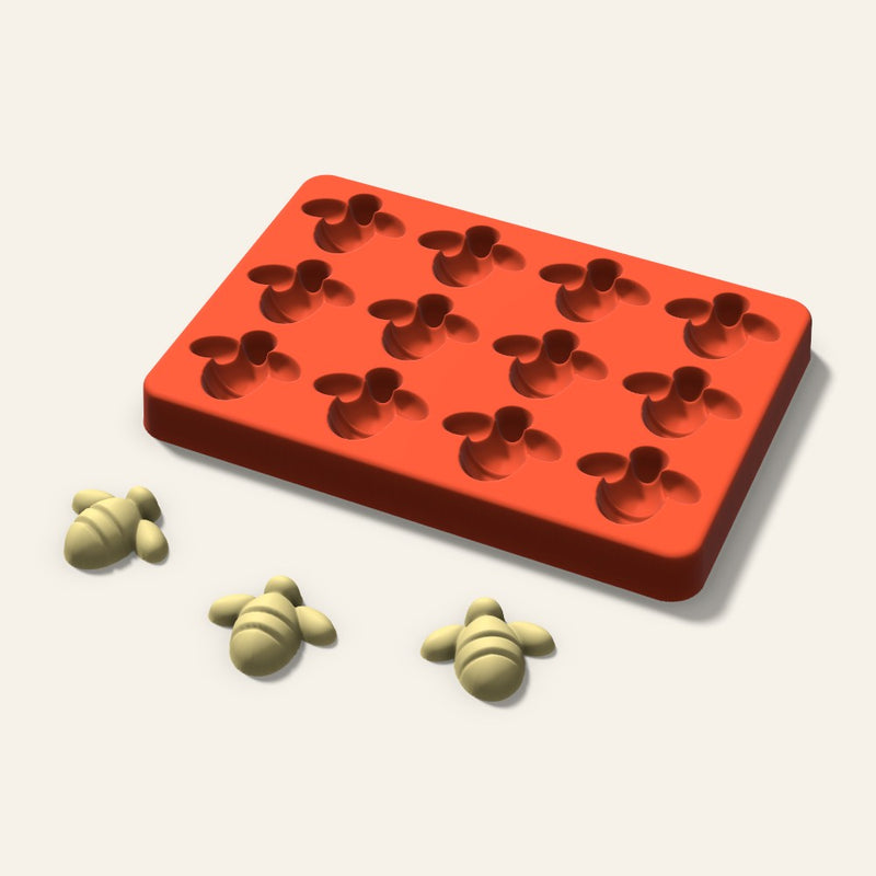 Bee Butter Pat Mold, 1.25 Inch, 12 Cavity