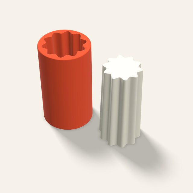 Fluted Pillar Candle Mold, 3 x 6 Inch, 3D render
