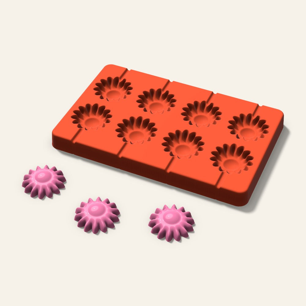 Sunflower Lollipop Mold, 1.5 Inch, 8 Cavity, 3D render