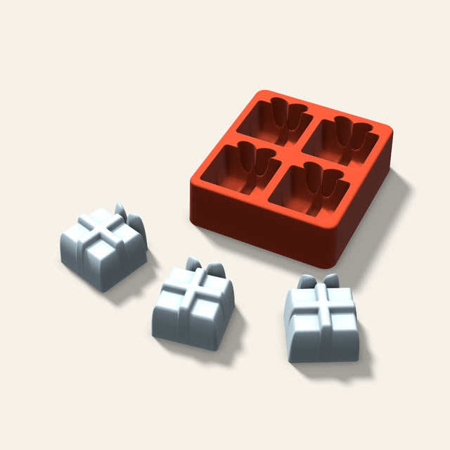 Gift Box Ice Mold, 2 Inch, 4 Cavity, 3D render