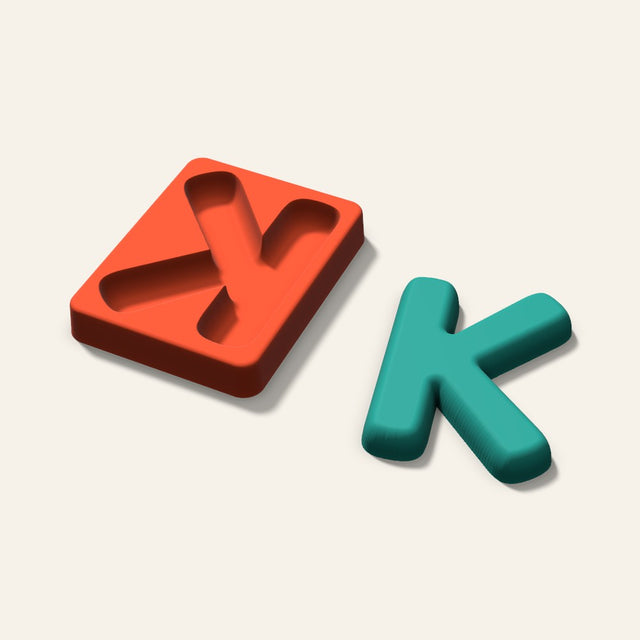 Letter K Freshie Mold, 4 Inch, 3D render