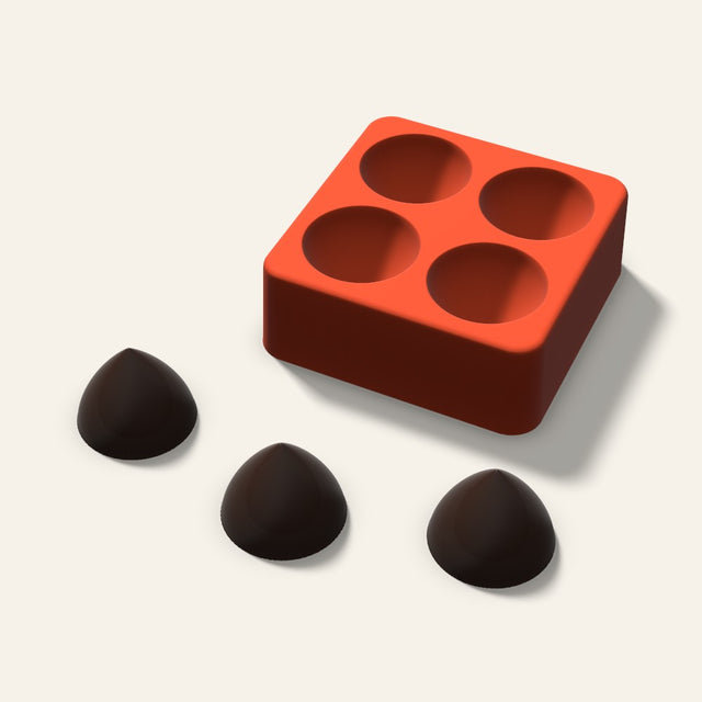 Kiss Drop Chocolate Mold, 1.25 Inch, 4 Cavity, 3D render