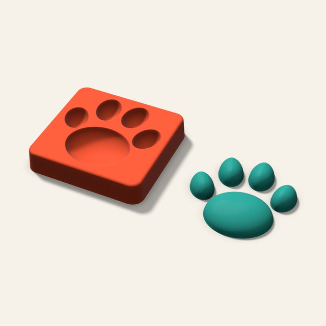 Paw Print Freshie Mold, 3 Inch, 3D render