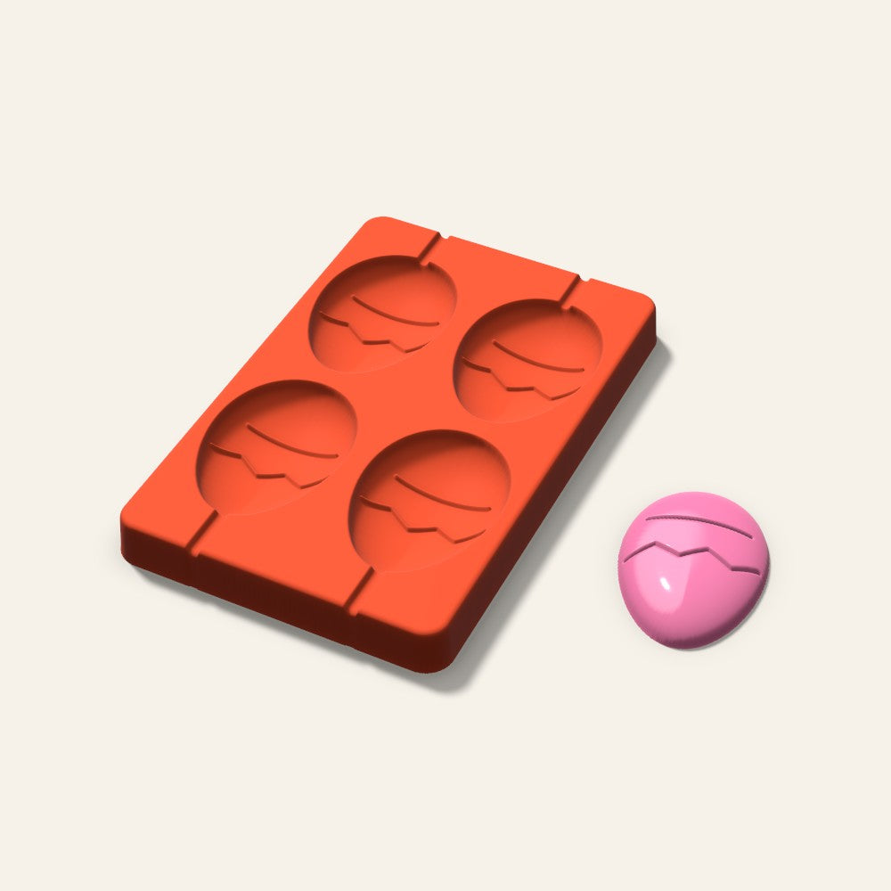 Decorated Egg Lollipop Mold, 2.5 Inch, 4 Cavity, 3D render