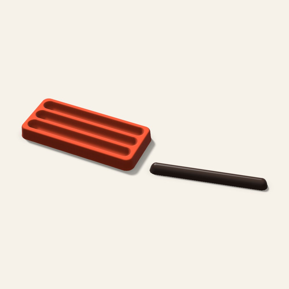 Pretzel Rod Mold, 5 Inch, 3 Cavity, 3D render