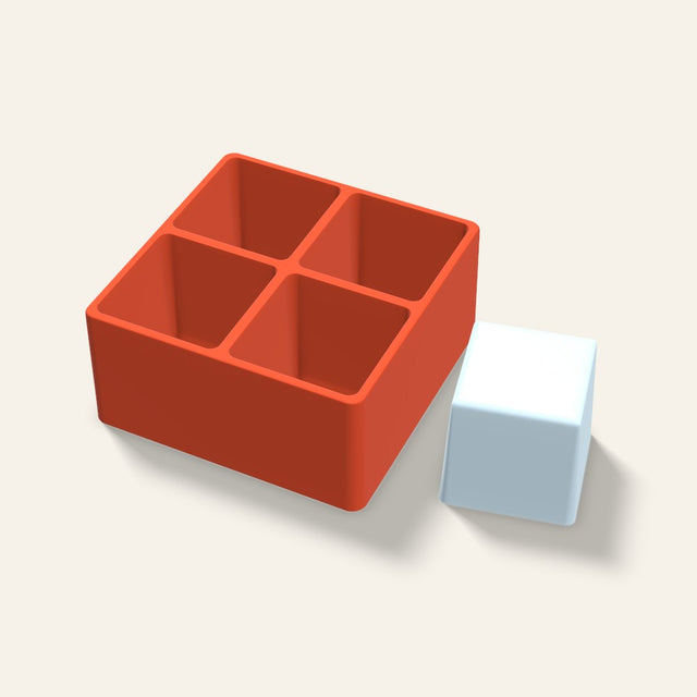 Cube Ice Mold, 3 Inch, 4 Cavity, 3D render