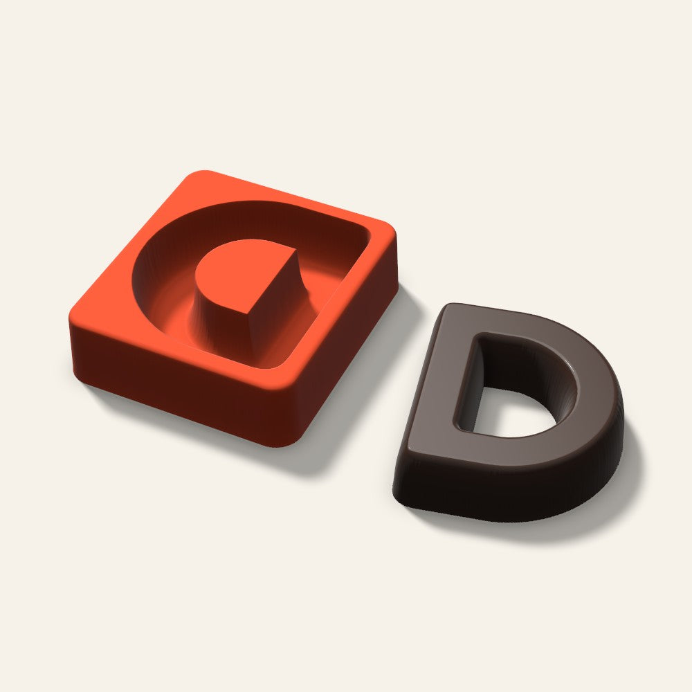 Letter D Mold, 3 Inch, 3D render