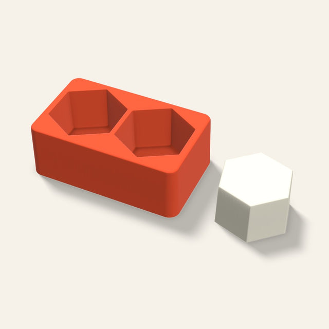 Hexagon Pillar Votive Candle Mold, 2.5 x 1.5 Inch, 2 Cavity, 3D render
