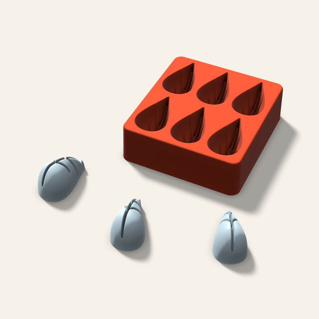 Leaf Ice Mold, 2 Inch, 6 Cavity, 3D render