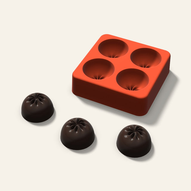 Dumpling Chocolate Mold, 1.25 Inch, 4 Cavity, 3D render