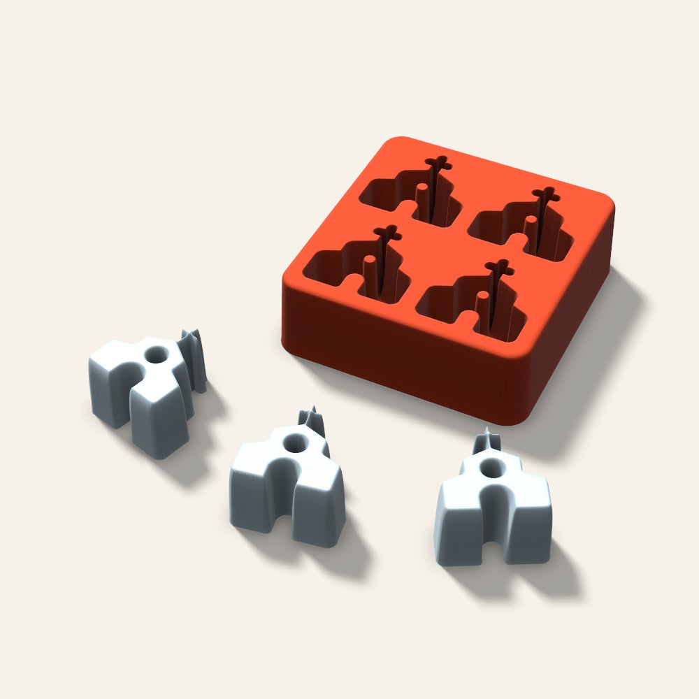 Church Ice Mold, 1.5 Inch, 4 Cavity, 3D render