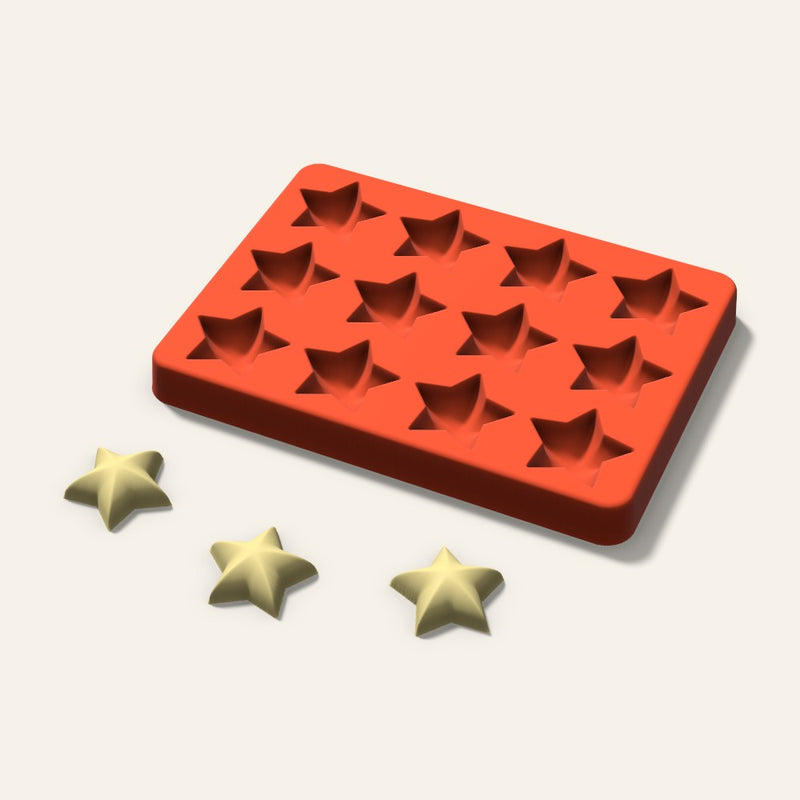 Puffy Star Butter Pat Mold, 1.25 Inch, 12 Cavity