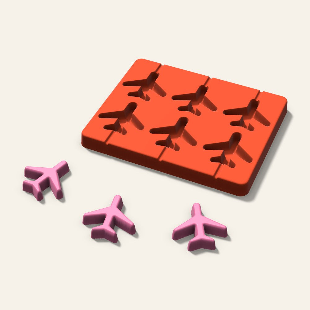 Airplane Lollipop Mold, 2 Inch, 6 Cavity, 3D render