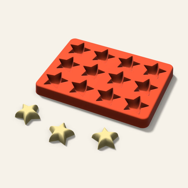 Star Butter Pat Mold, 1.25 Inch, 12 Cavity, 3D render