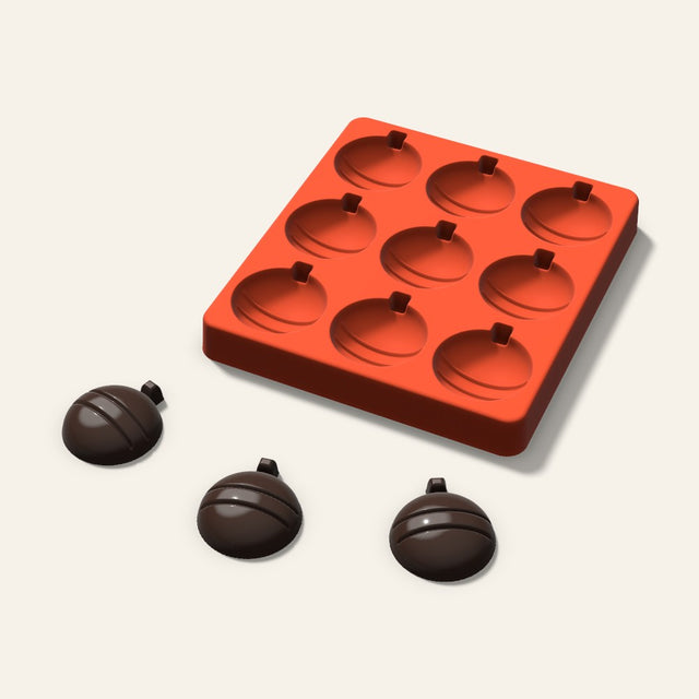 Ornament Chocolate Mold, 1.75 Inch, 9 Cavity, 3D render
