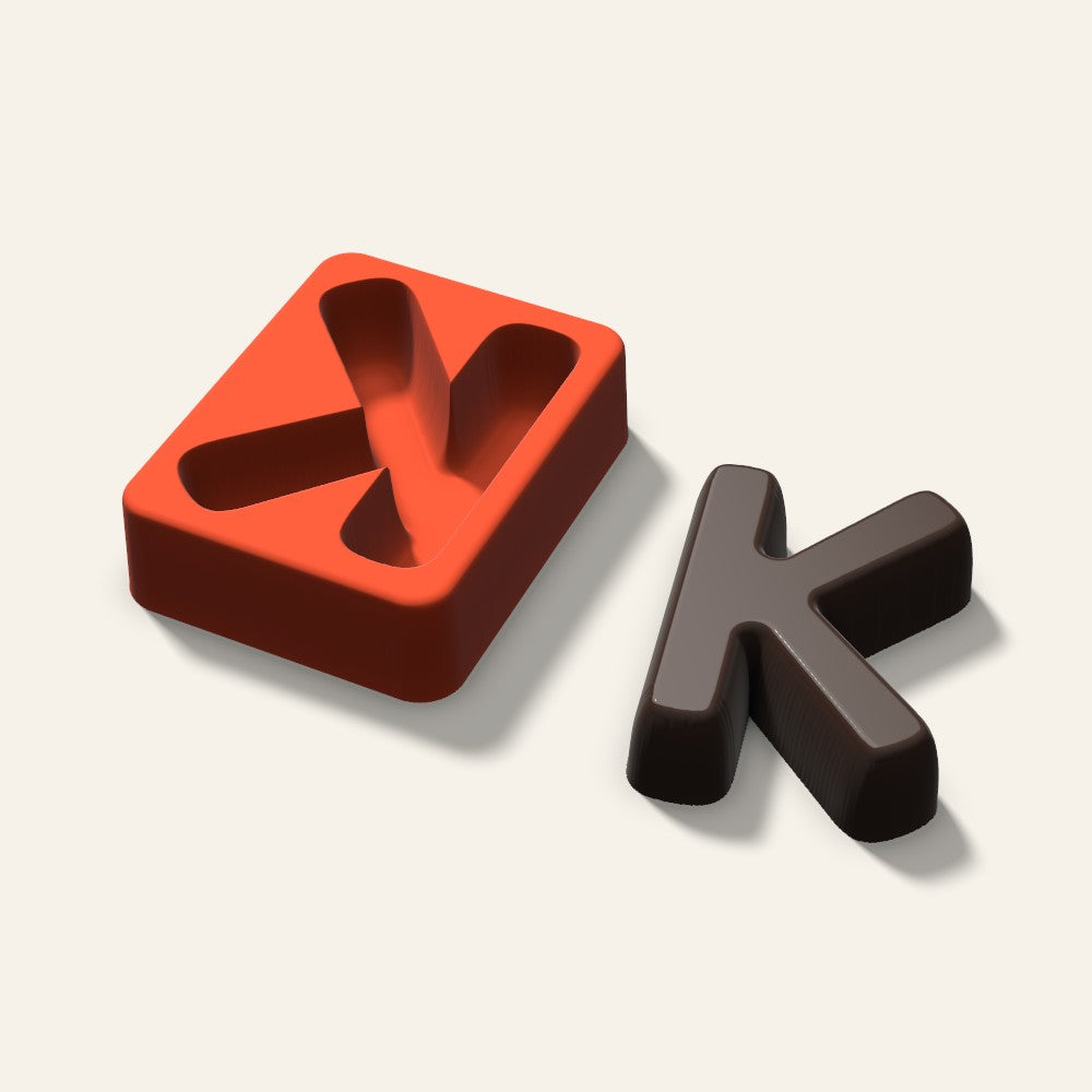 Letter K Mold, 3 Inch, 3D render