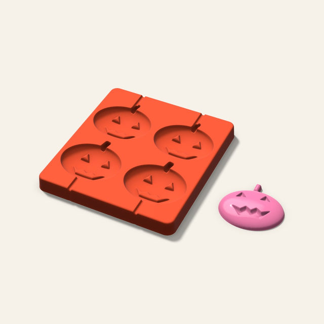 Jack-o'-Lantern Lollipop Mold, 2.5 Inch, 4 Cavity, 3D render