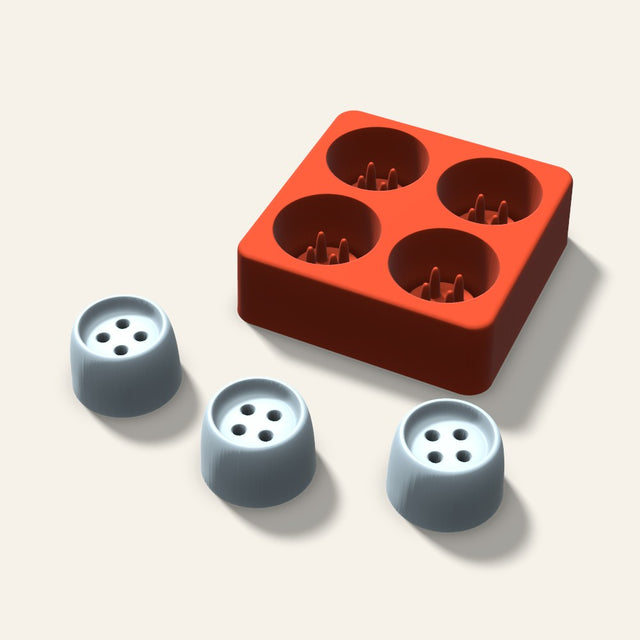 Button Ice Mold, 1.5 Inch, 4 Cavity, 3D render