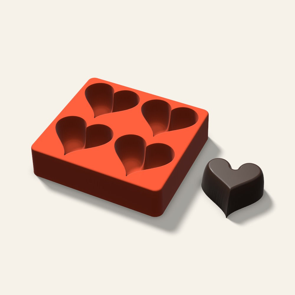Heart Mini Cake Mold, 2.5 Inch, 4 Cavity, 3D render