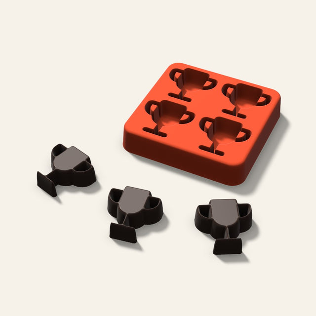 Trophy Candy Mold, 1.25 Inch, 4 Cavity, 3D render
