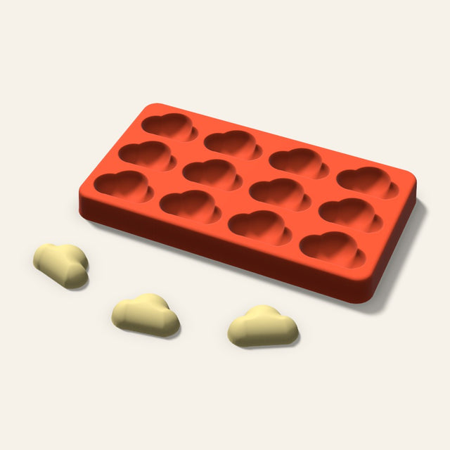 Cloud Butter Pat Mold, 1.25 Inch, 12 Cavity, 3D render