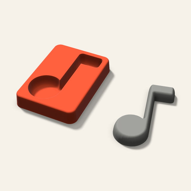 Music Note Plaster Ornament Mold, 3.5 Inch, 3D render