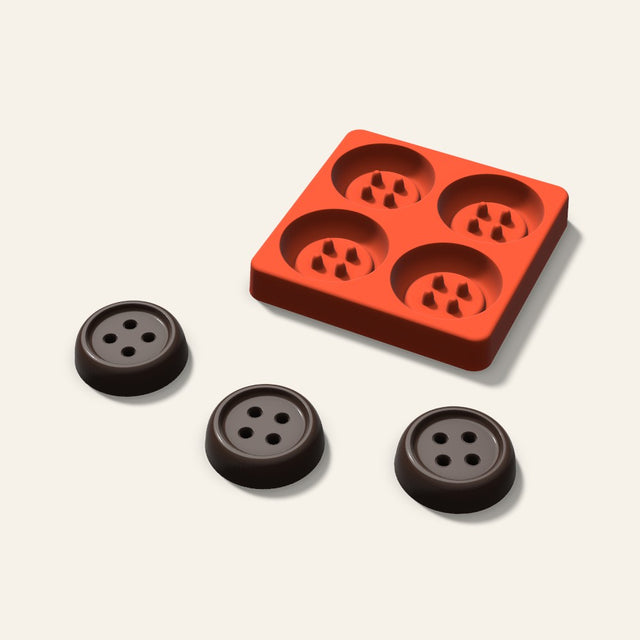 Button Chocolate Mold, 2 Inch, 4 Cavity, 3D render
