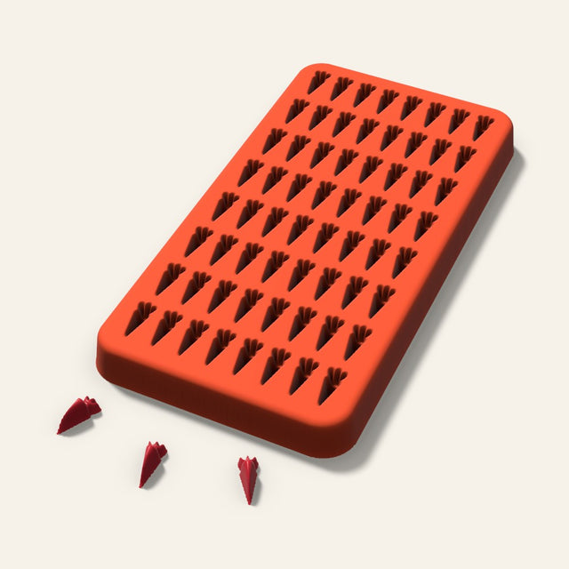 Carrot Gummy Mold, 0.5 Inch, 64 Cavity, 3D render