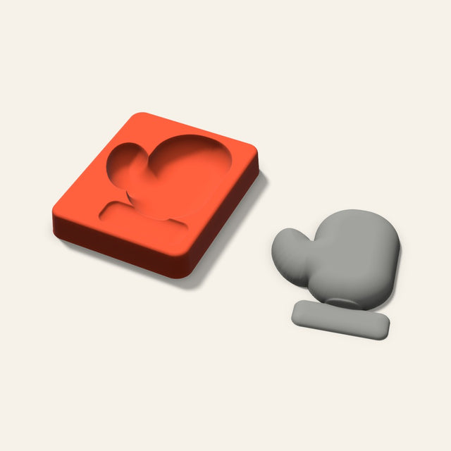 Mitten Plaster Ornament Mold, 3.5 Inch, 3D render