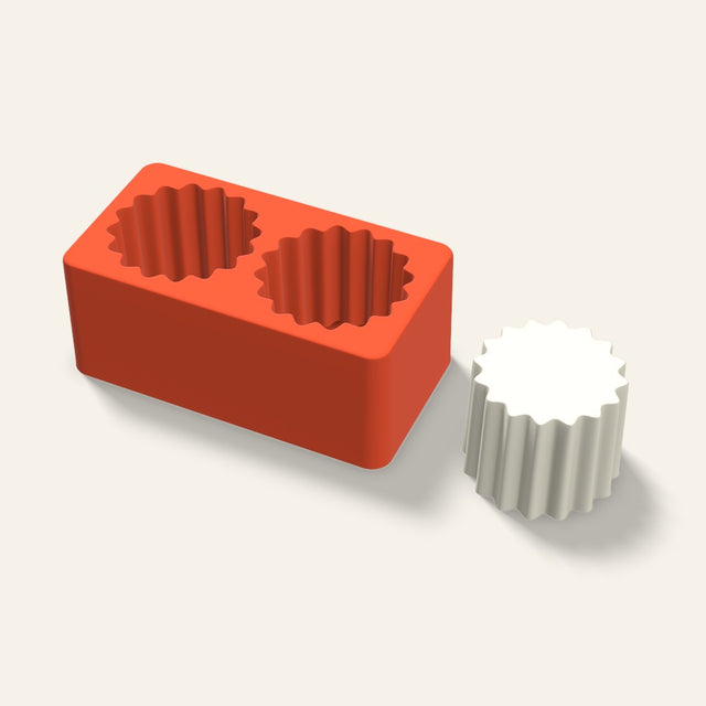 Ribbed Pillar Votive Candle Mold, 2.5 x 2 Inch, 2 Cavity, 3D render