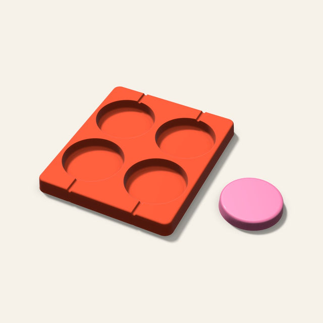 Round Puck Lollipop Mold, 2.5 Inch, 4 Cavity, 3D render