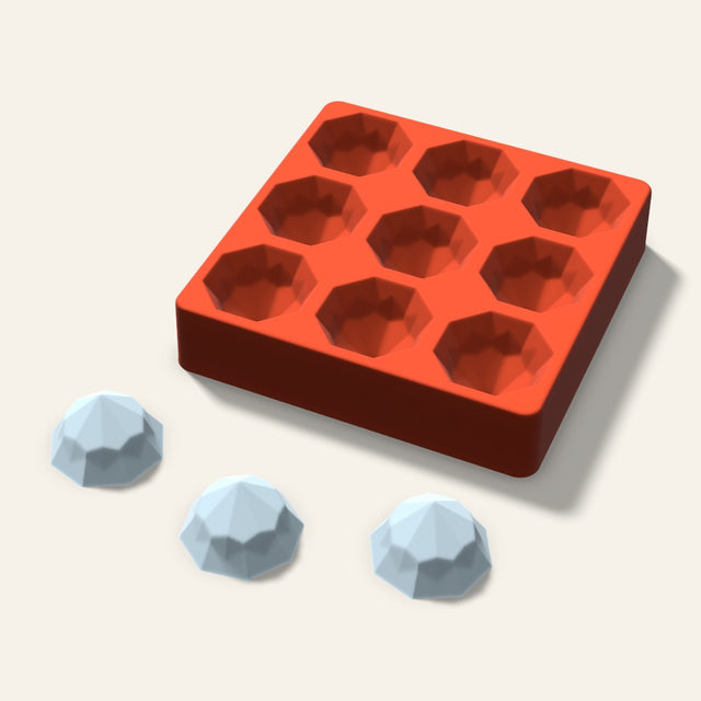 Octagon Gem Ice Mold, 2 Inch, 9 Cavity, 3D render