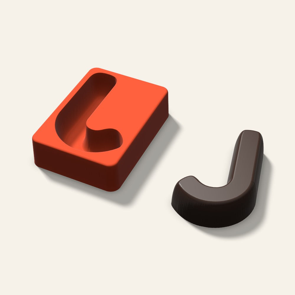 Letter J Mold, 4 Inch, 3D render