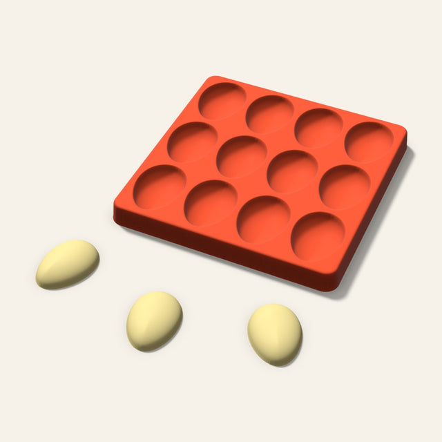 Egg Butter Pat Mold, 1.75 Inch, 12 Cavity, 3D render