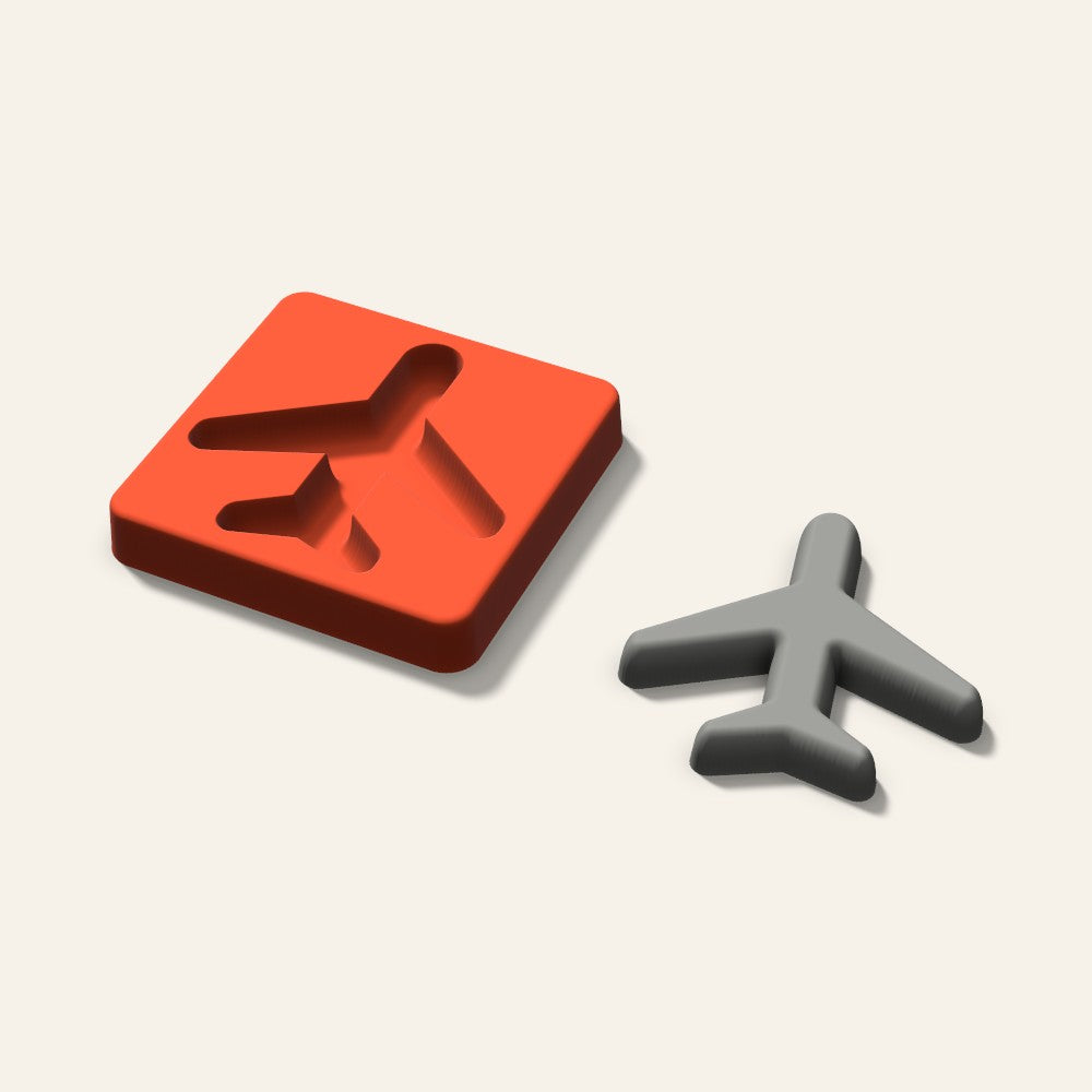 Airplane Plaster Ornament Mold, 3.5 Inch, 3D render
