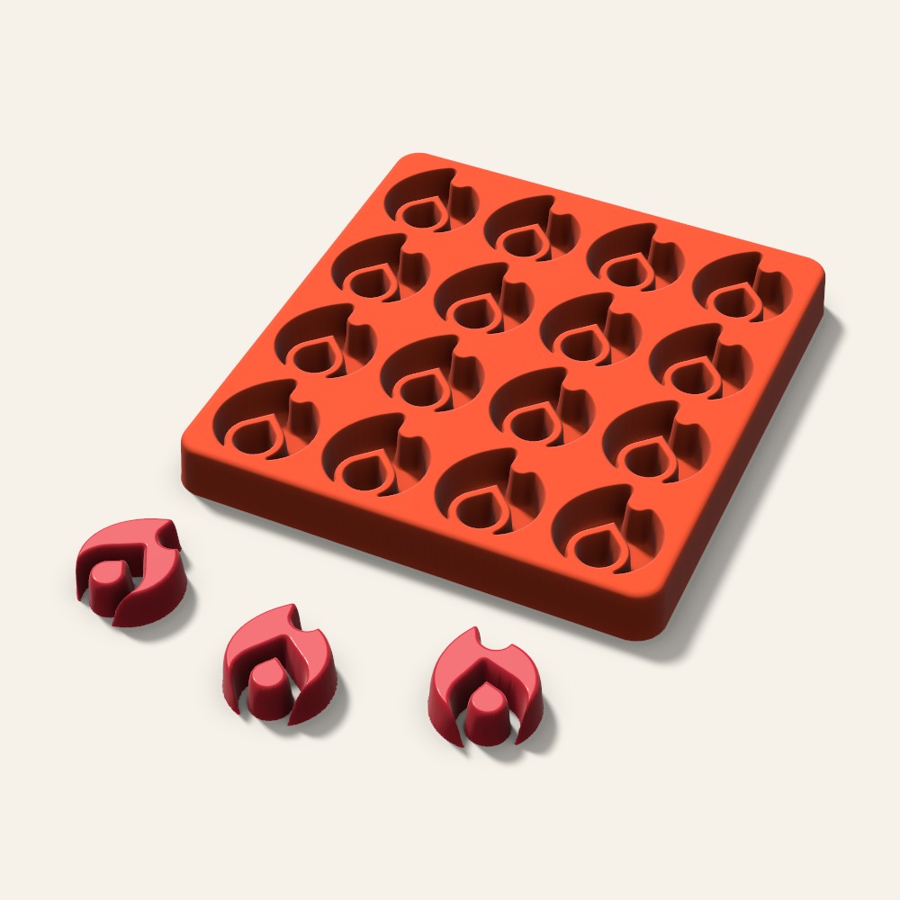 Flame Candy Mold, 1.25 Inch, 16 Cavity, 3D render