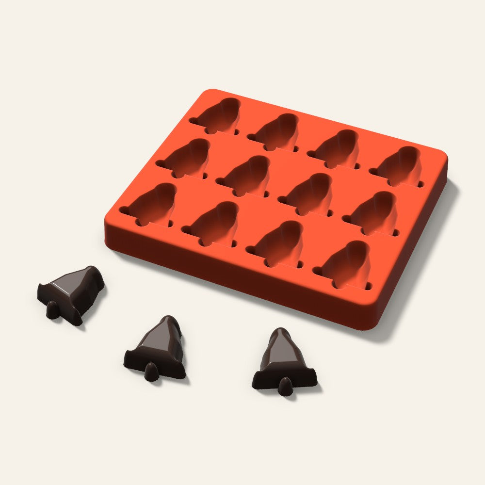 Bell Chocolate Mold, 1.5 Inch, 12 Cavity, 3D render