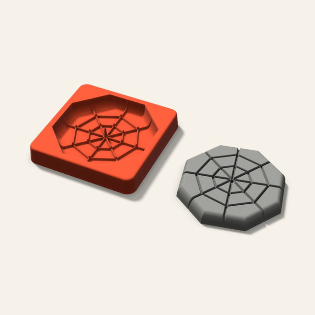 Spider Web Plaster Ornament Mold, 3.5 Inch, 3D render