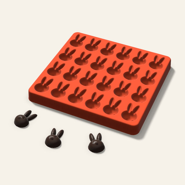 Bunny Candy Mold, 1.25 Inch, 24 Cavity, 3D render