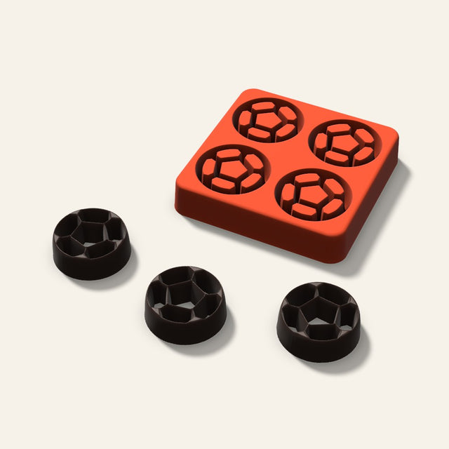 Soccer Chocolate Mold, 1.5 Inch, 4 Cavity, 3D render