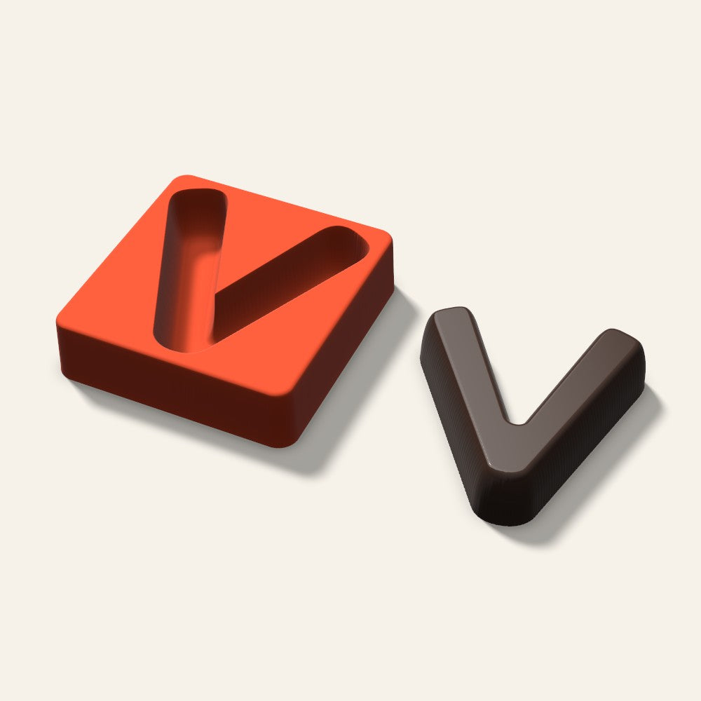 Letter V Mold, 4 Inch, 3D render