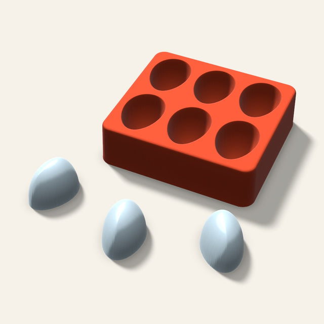 Egg Ice Mold, 1.5 Inch, 6 Cavity, 3D render