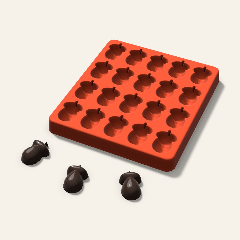 Acorn Candy Mold, 1.25 Inch, 20 Cavity, 3D render
