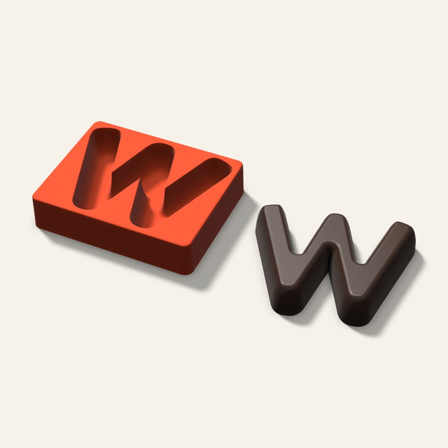 Letter W Mold, 6 Inch, 3D render