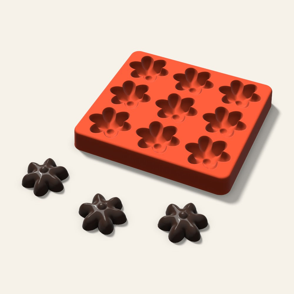 Blossom Chocolate Mold, 1.5 Inch, 9 Cavity, 3D render