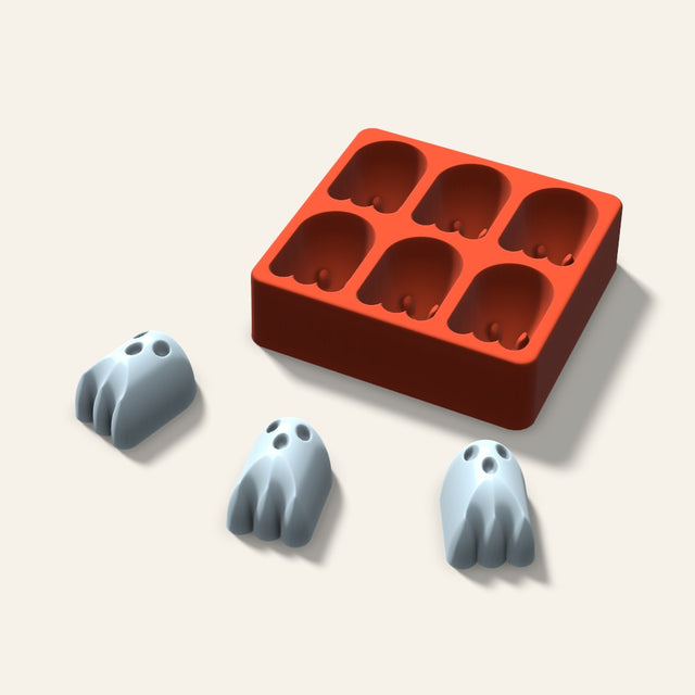 Ghost Ice Mold, 2 Inch, 6 Cavity, 3D render