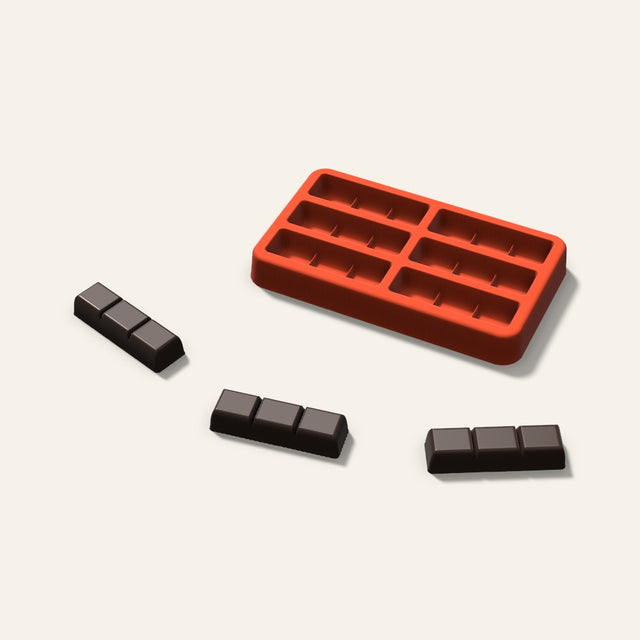 Mini Chocolate Bar Mold, 2 Inch, 6 Cavity, 3D render