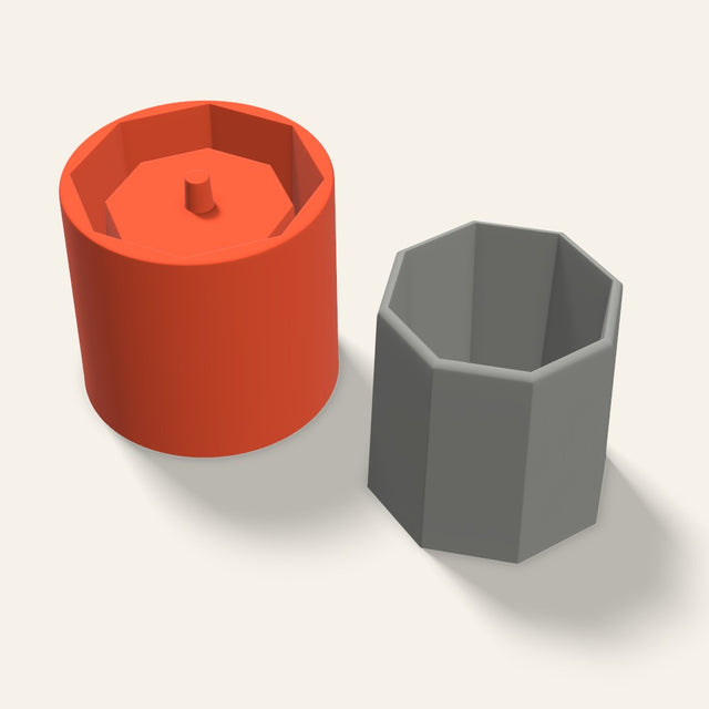Octagon Concrete Planter Mold, 4.5 Inch, 3D render