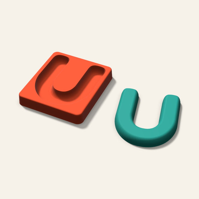 Letter U Freshie Mold, 4 Inch, 3D render