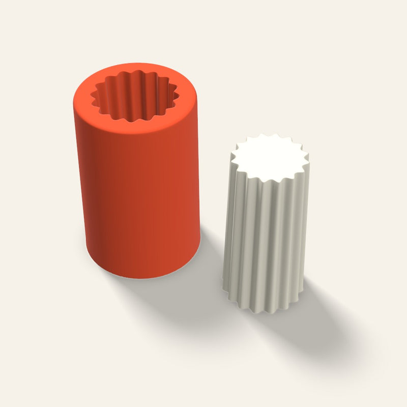 Ribbed Pillar Candle Mold, 1.5 x 3 Inch